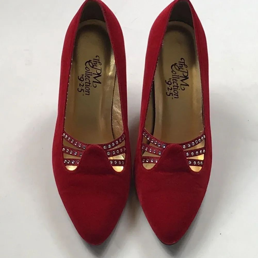 Vintage The PM Collection by 925 Heels Women Size 6 M Velvets Christmas Shoes